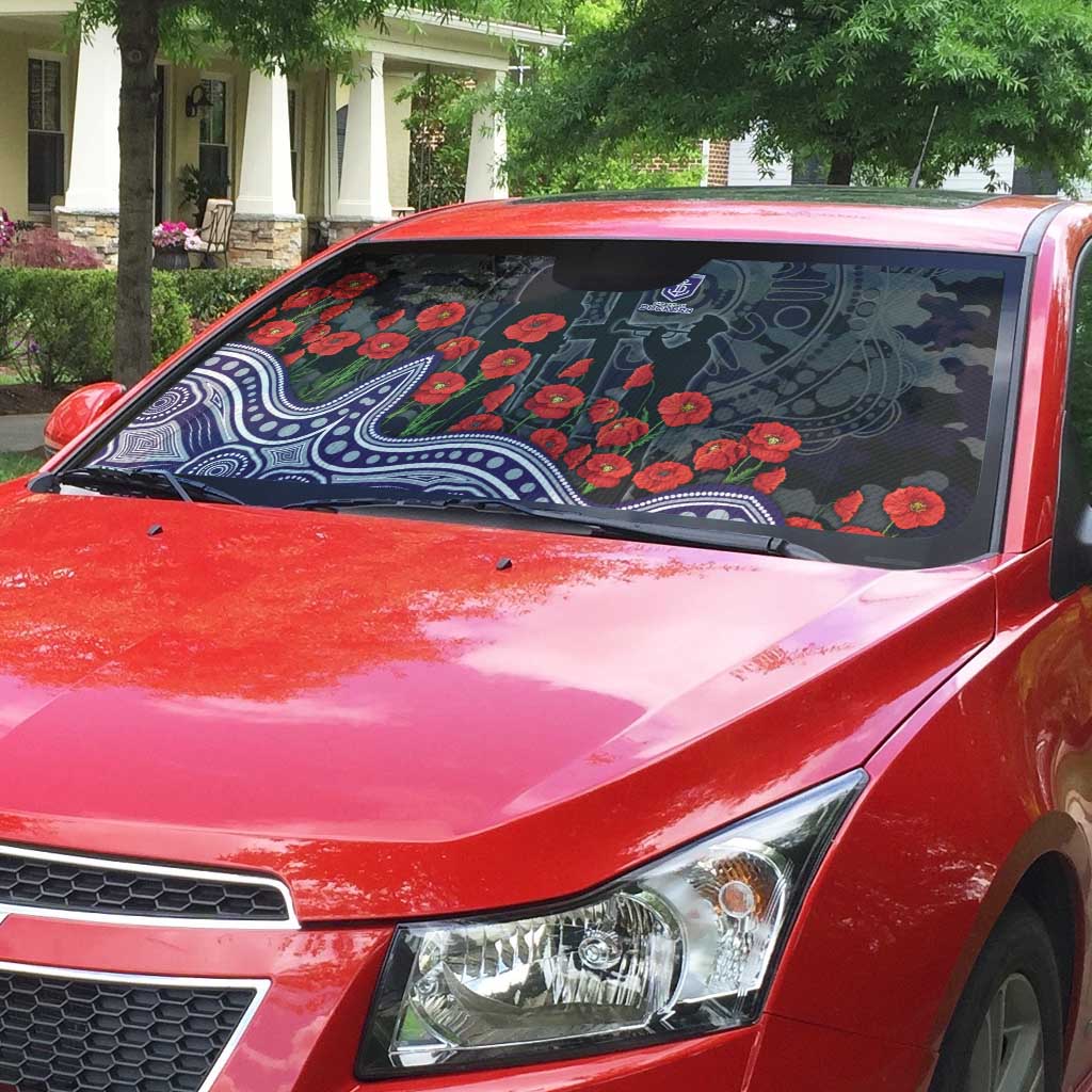 Fremantle Dockers ANZAC Day Auto Sun Shade Indigenous Dot Art with Poppy Flower Tribute
