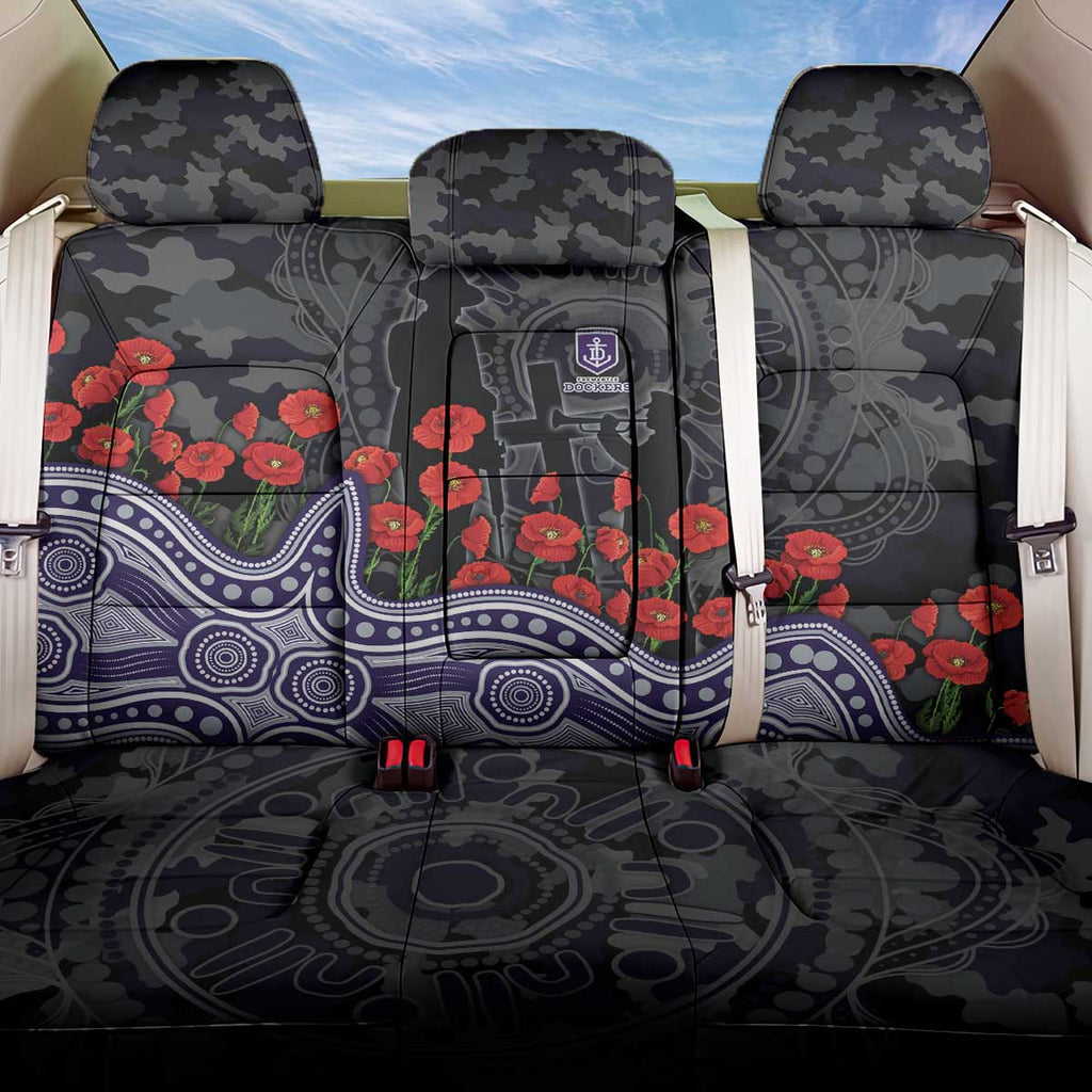 Fremantle Dockers ANZAC Day Back Car Seat Cover Indigenous Dot Art with Poppy Flower Tribute