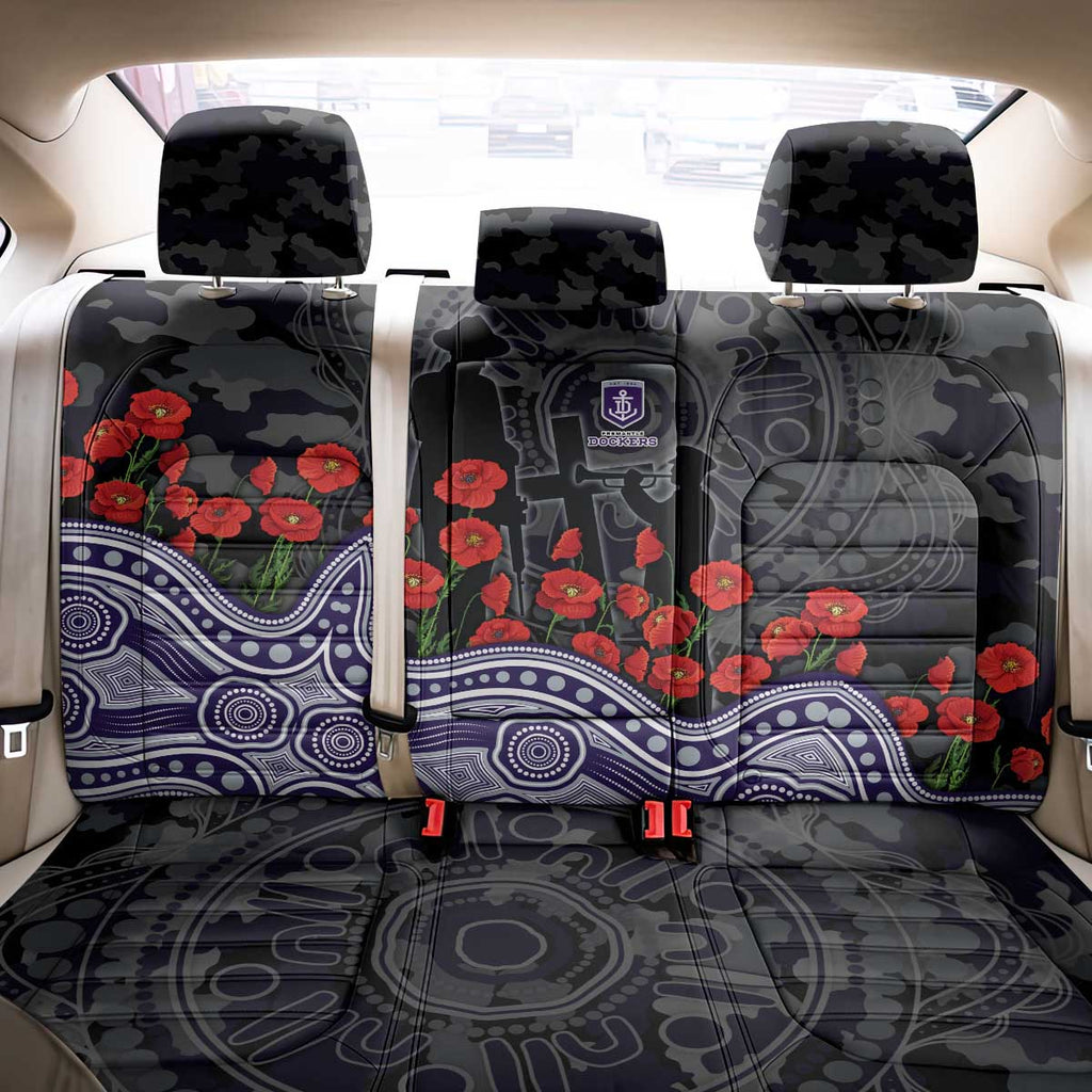 Fremantle Dockers ANZAC Day Back Car Seat Cover Indigenous Dot Art with Poppy Flower Tribute