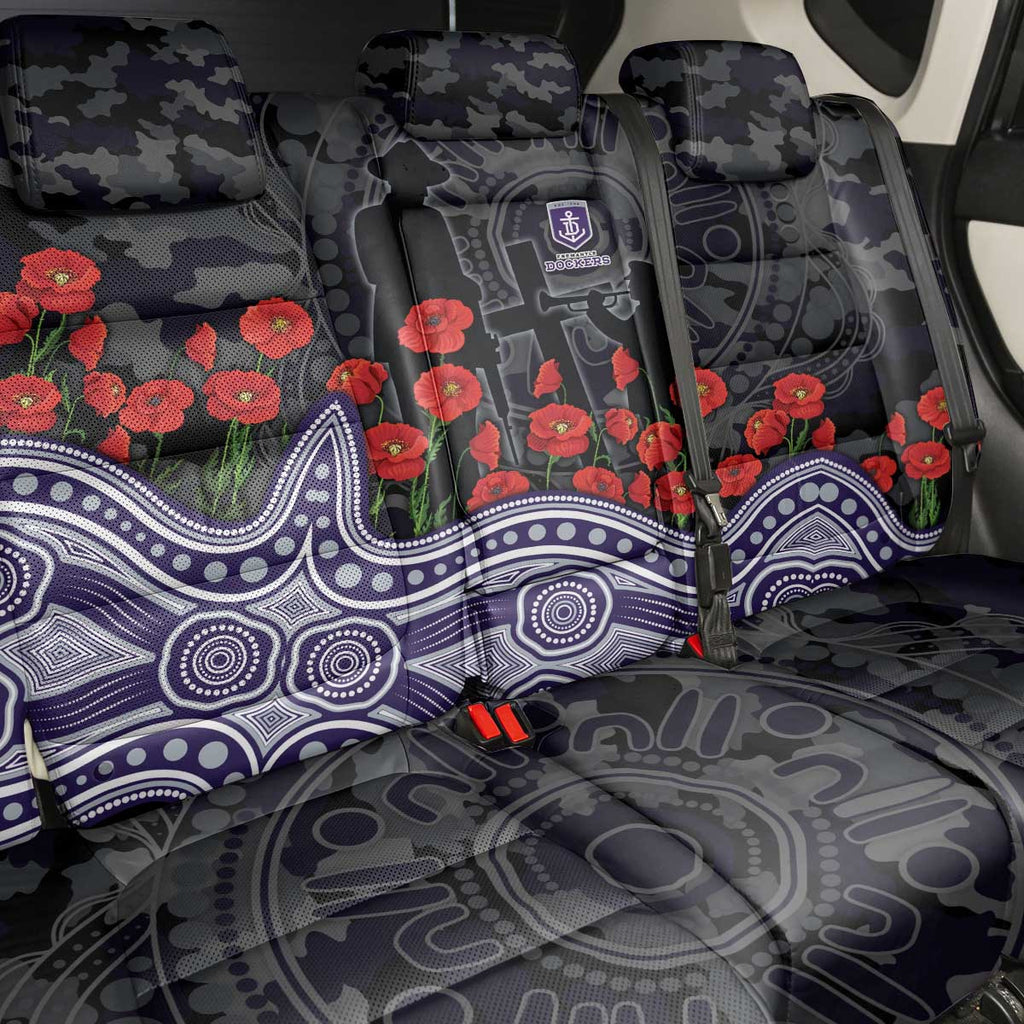 Fremantle Dockers ANZAC Day Back Car Seat Cover Indigenous Dot Art with Poppy Flower Tribute