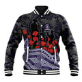 Fremantle Dockers ANZAC Day Baseball Jacket Indigenous Dot Art with Poppy Flower Tribute