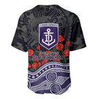 Fremantle Dockers ANZAC Day Baseball Jersey Indigenous Dot Art with Poppy Flower Tribute