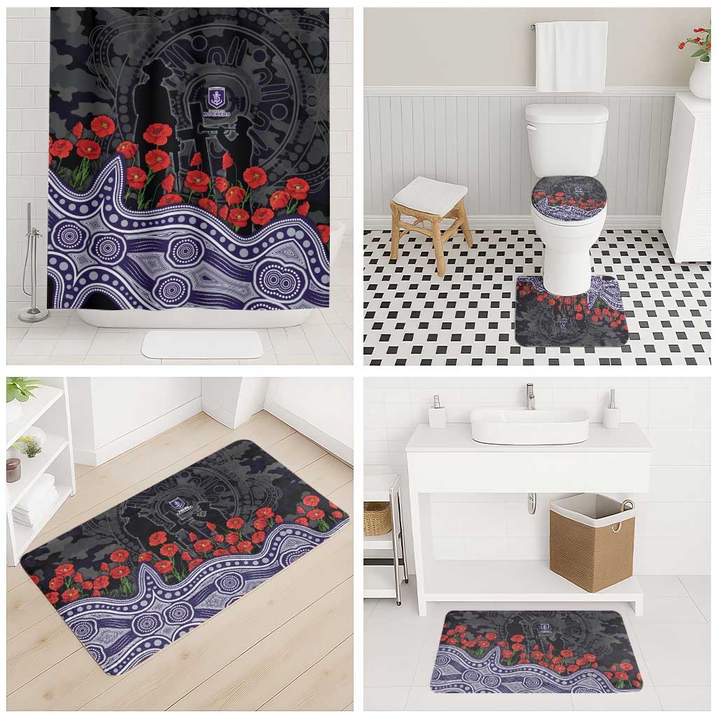 Fremantle Dockers ANZAC Day Bathroom Set Indigenous Dot Art with Poppy Flower Tribute
