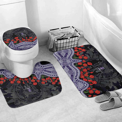 Fremantle Dockers ANZAC Day Bathroom Set Indigenous Dot Art with Poppy Flower Tribute