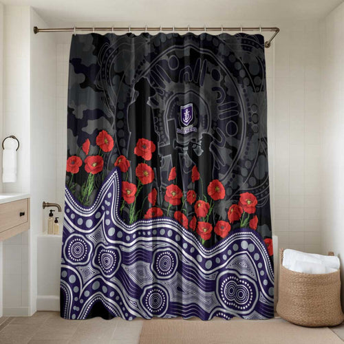 Fremantle Dockers ANZAC Day Bathroom Set Indigenous Dot Art with Poppy Flower Tribute