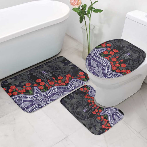 Fremantle Dockers ANZAC Day Bathroom Set Indigenous Dot Art with Poppy Flower Tribute