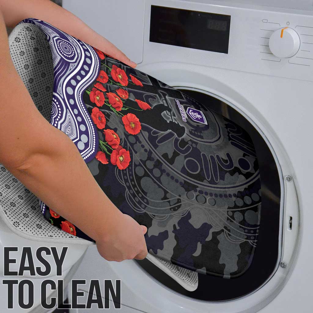 Fremantle Dockers ANZAC Day Bathroom Set Indigenous Dot Art with Poppy Flower Tribute