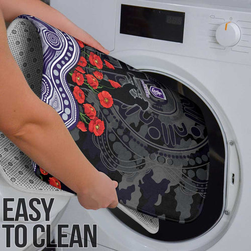 Fremantle Dockers ANZAC Day Bathroom Set Indigenous Dot Art with Poppy Flower Tribute