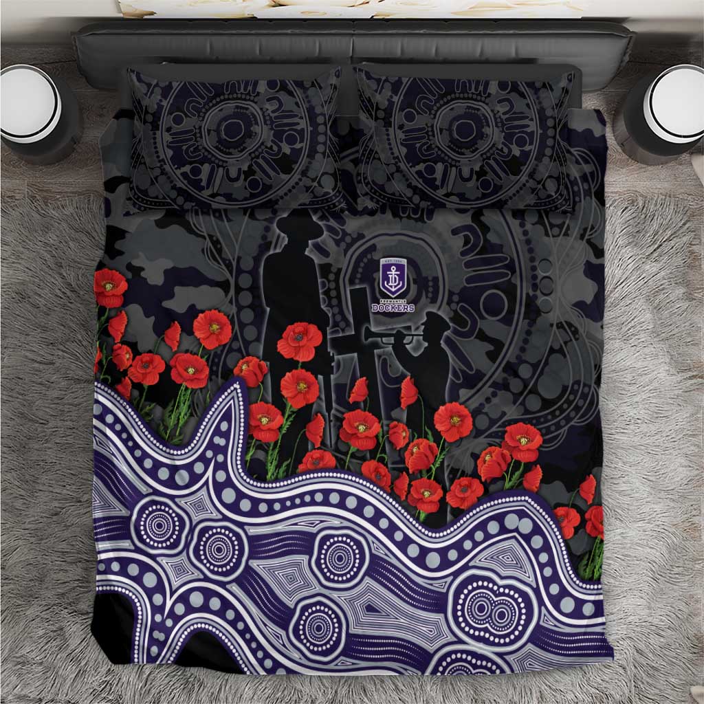 Fremantle Dockers ANZAC Day Bedding Set Indigenous Dot Art with Poppy Flower Tribute