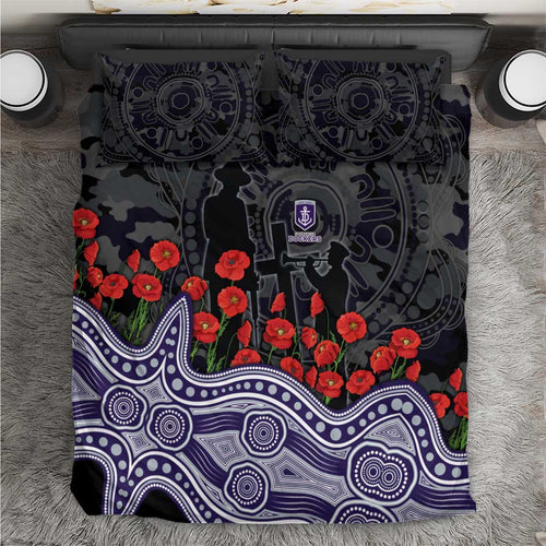 Fremantle Dockers ANZAC Day Bedding Set Indigenous Dot Art with Poppy Flower Tribute