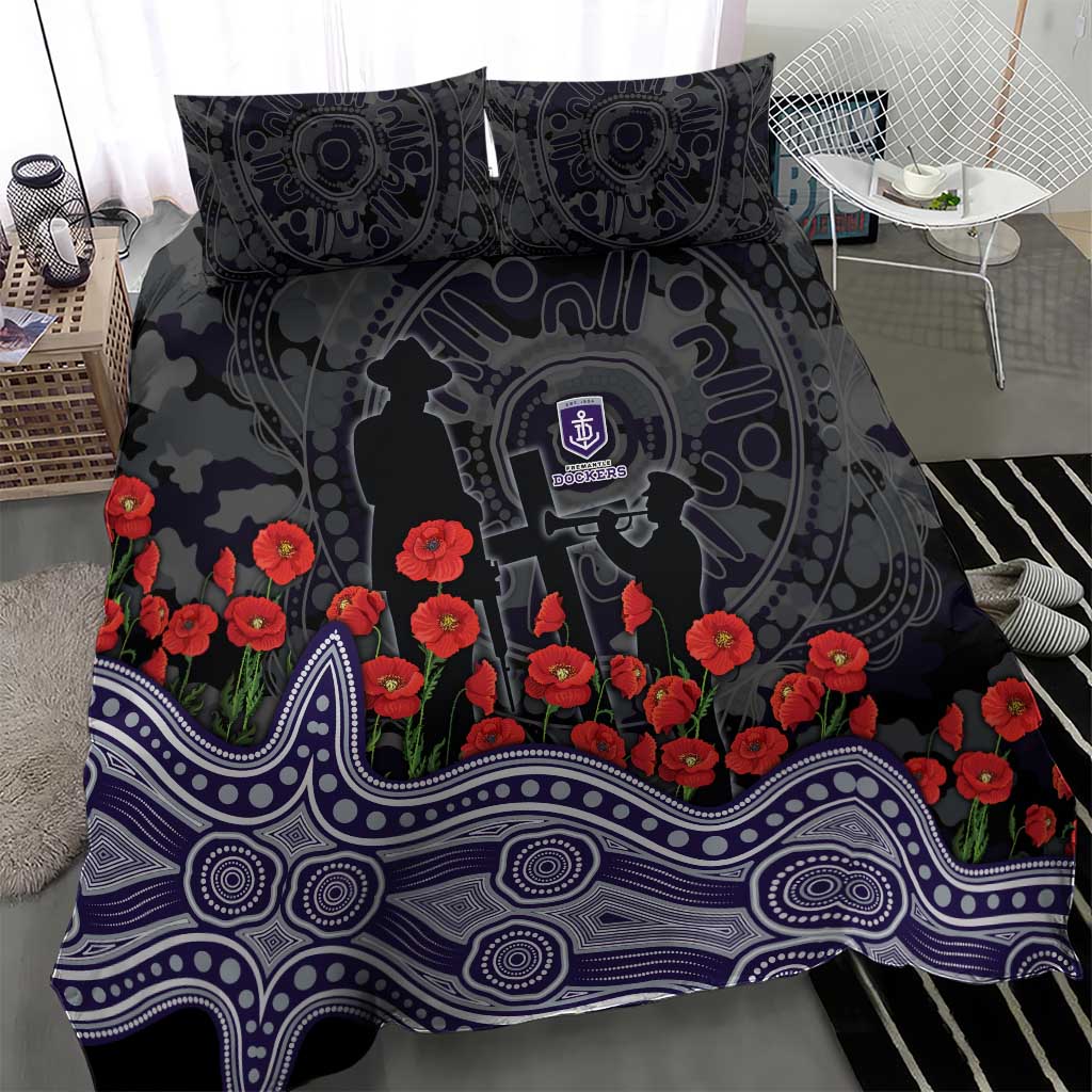 Fremantle Dockers ANZAC Day Bedding Set Indigenous Dot Art with Poppy Flower Tribute