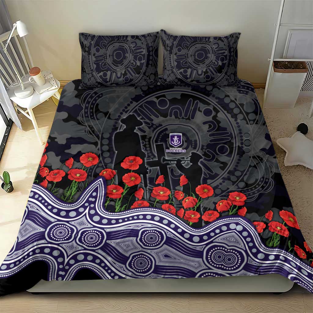 Fremantle Dockers ANZAC Day Bedding Set Indigenous Dot Art with Poppy Flower Tribute