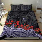 Fremantle Dockers ANZAC Day Bedding Set Indigenous Dot Art with Poppy Flower Tribute