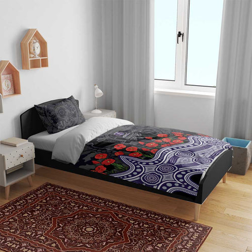 Fremantle Dockers ANZAC Day Bedding Set Indigenous Dot Art with Poppy Flower Tribute