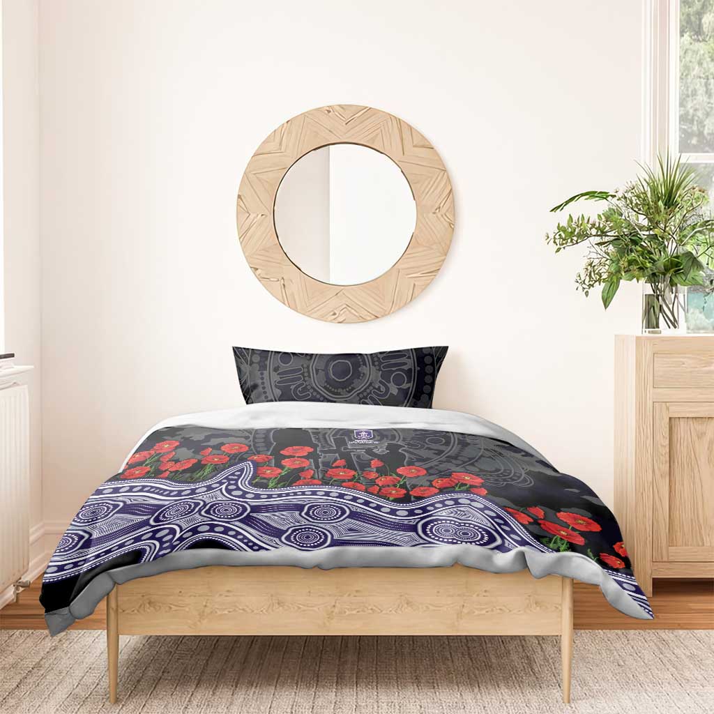 Fremantle Dockers ANZAC Day Bedding Set Indigenous Dot Art with Poppy Flower Tribute