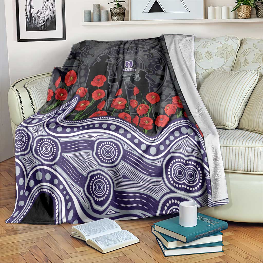 Fremantle Dockers ANZAC Day Blanket Indigenous Dot Art with Poppy Flower Tribute