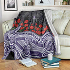 Fremantle Dockers ANZAC Day Blanket Indigenous Dot Art with Poppy Flower Tribute