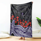 Fremantle Dockers ANZAC Day Blanket Indigenous Dot Art with Poppy Flower Tribute