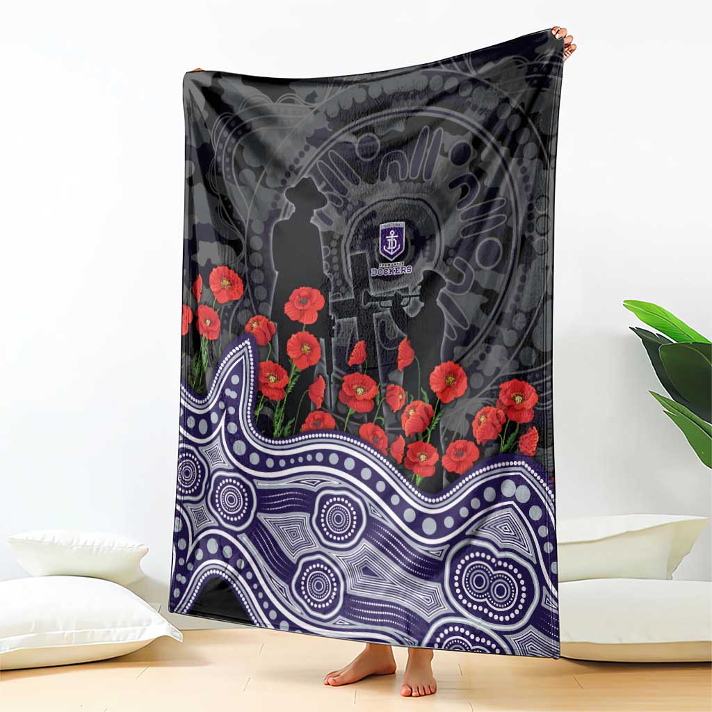 Fremantle Dockers ANZAC Day Blanket Indigenous Dot Art with Poppy Flower Tribute