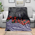 Fremantle Dockers ANZAC Day Blanket Indigenous Dot Art with Poppy Flower Tribute