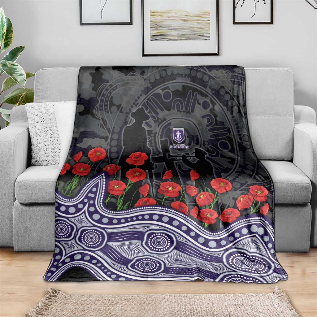 Fremantle Dockers ANZAC Day Blanket Indigenous Dot Art with Poppy Flower Tribute