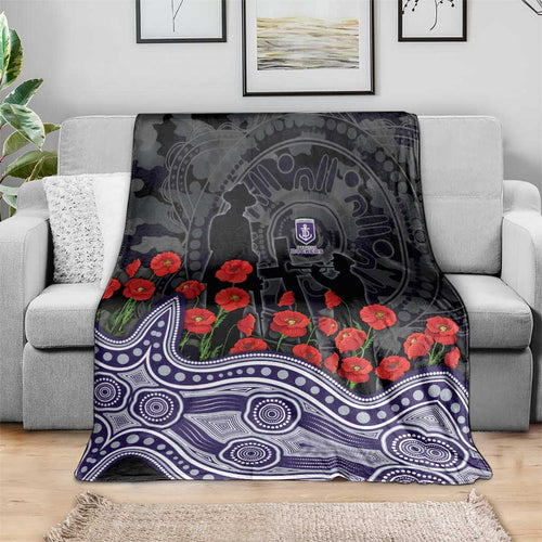 Fremantle Dockers ANZAC Day Blanket Indigenous Dot Art with Poppy Flower Tribute