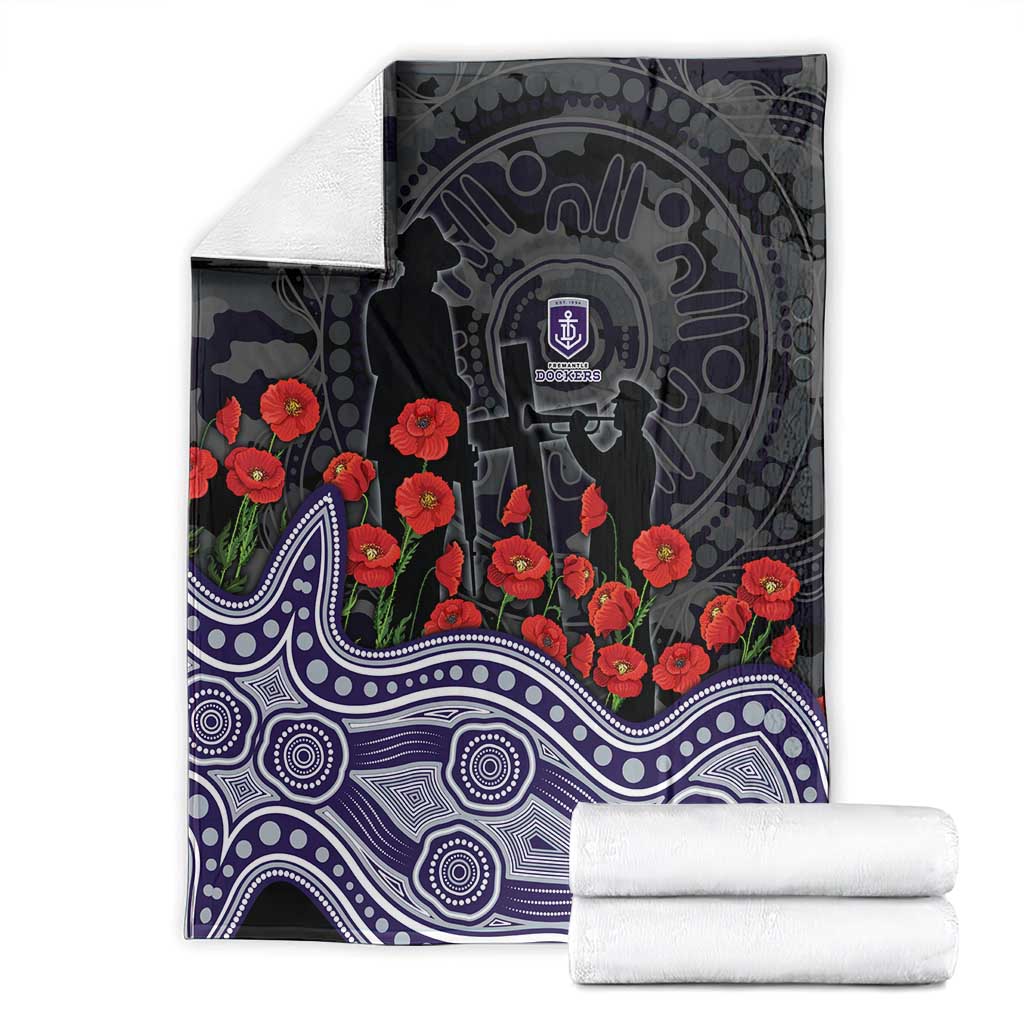 Fremantle Dockers ANZAC Day Blanket Indigenous Dot Art with Poppy Flower Tribute