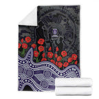 Fremantle Dockers ANZAC Day Blanket Indigenous Dot Art with Poppy Flower Tribute