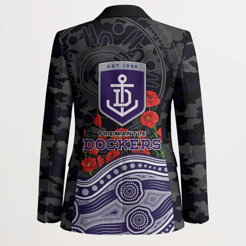 Fremantle Dockers ANZAC Day Blazer Indigenous Dot Art with Poppy Flower Tribute