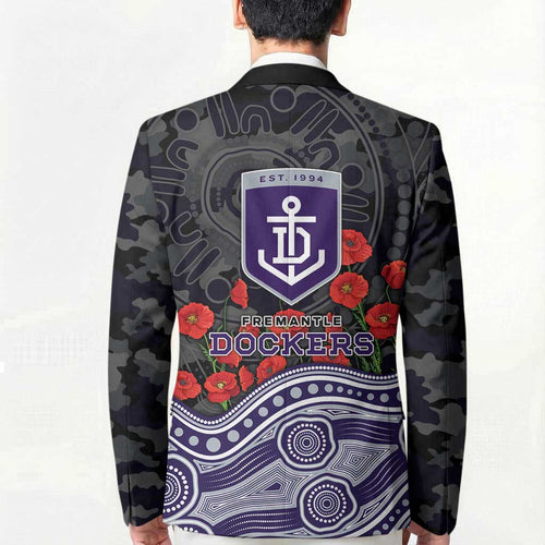 Fremantle Dockers ANZAC Day Blazer Indigenous Dot Art with Poppy Flower Tribute