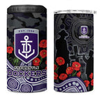 Fremantle Dockers ANZAC Day 4 in 1 Can Cooler Tumbler Indigenous Dot Art with Poppy Flower Tribute