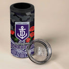 Fremantle Dockers ANZAC Day 4 in 1 Can Cooler Tumbler Indigenous Dot Art with Poppy Flower Tribute