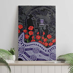 Fremantle Dockers ANZAC Day Canvas Wall Art Indigenous Dot Art with Poppy Flower Tribute