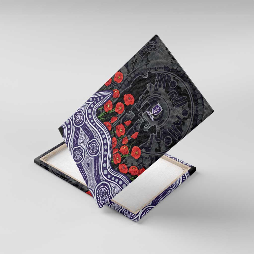 Fremantle Dockers ANZAC Day Canvas Wall Art Indigenous Dot Art with Poppy Flower Tribute