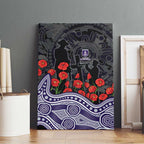 Fremantle Dockers ANZAC Day Canvas Wall Art Indigenous Dot Art with Poppy Flower Tribute