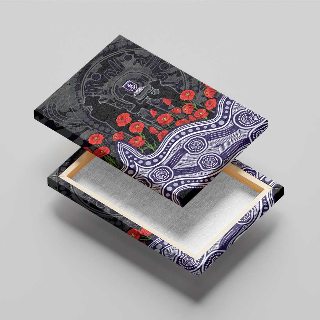 Fremantle Dockers ANZAC Day Canvas Wall Art Indigenous Dot Art with Poppy Flower Tribute