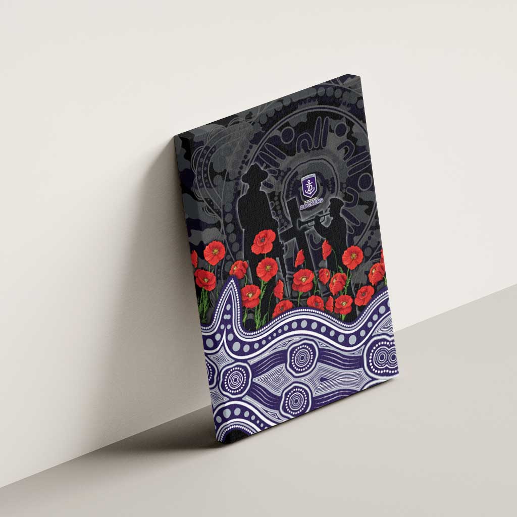 Fremantle Dockers ANZAC Day Canvas Wall Art Indigenous Dot Art with Poppy Flower Tribute