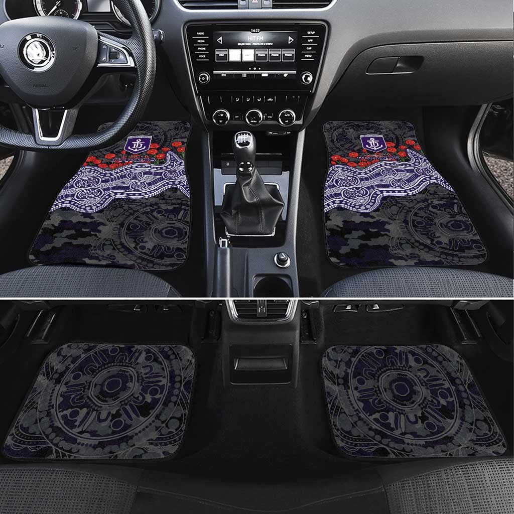 Fremantle Dockers ANZAC Day Car Mats Indigenous Dot Art with Poppy Flower Tribute