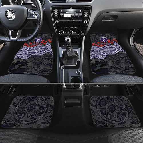Fremantle Dockers ANZAC Day Car Mats Indigenous Dot Art with Poppy Flower Tribute