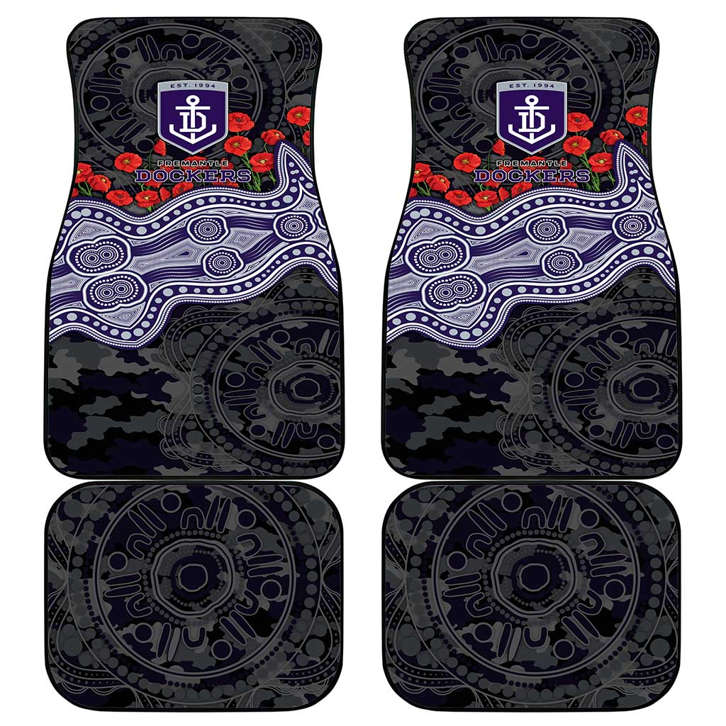 Fremantle Dockers ANZAC Day Car Mats Indigenous Dot Art with Poppy Flower Tribute