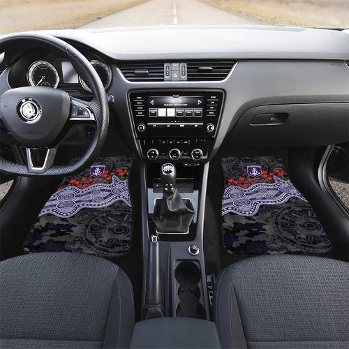 Fremantle Dockers ANZAC Day Car Mats Indigenous Dot Art with Poppy Flower Tribute