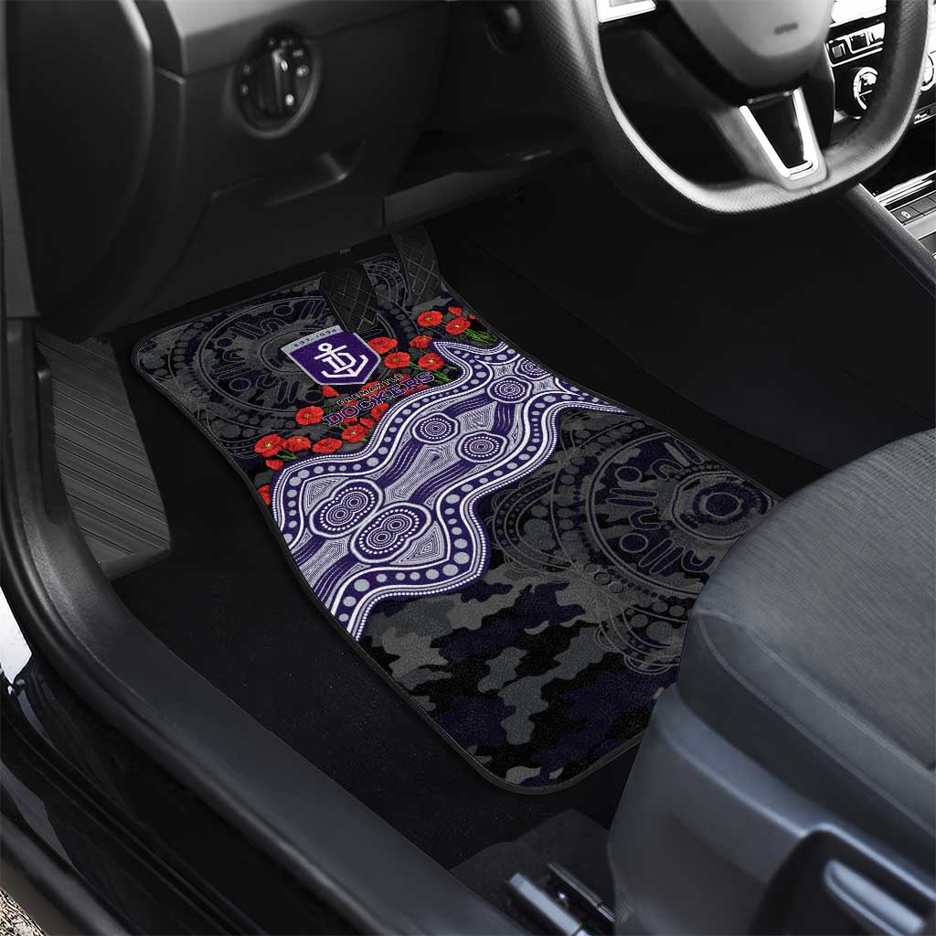 Fremantle Dockers ANZAC Day Car Mats Indigenous Dot Art with Poppy Flower Tribute