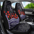 Fremantle Dockers ANZAC Day Car Seat Cover Indigenous Dot Art with Poppy Flower Tribute