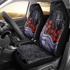 Fremantle Dockers ANZAC Day Car Seat Cover Indigenous Dot Art with Poppy Flower Tribute