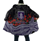 Fremantle Dockers ANZAC Day Cloak Indigenous Dot Art with Poppy Flower Tribute