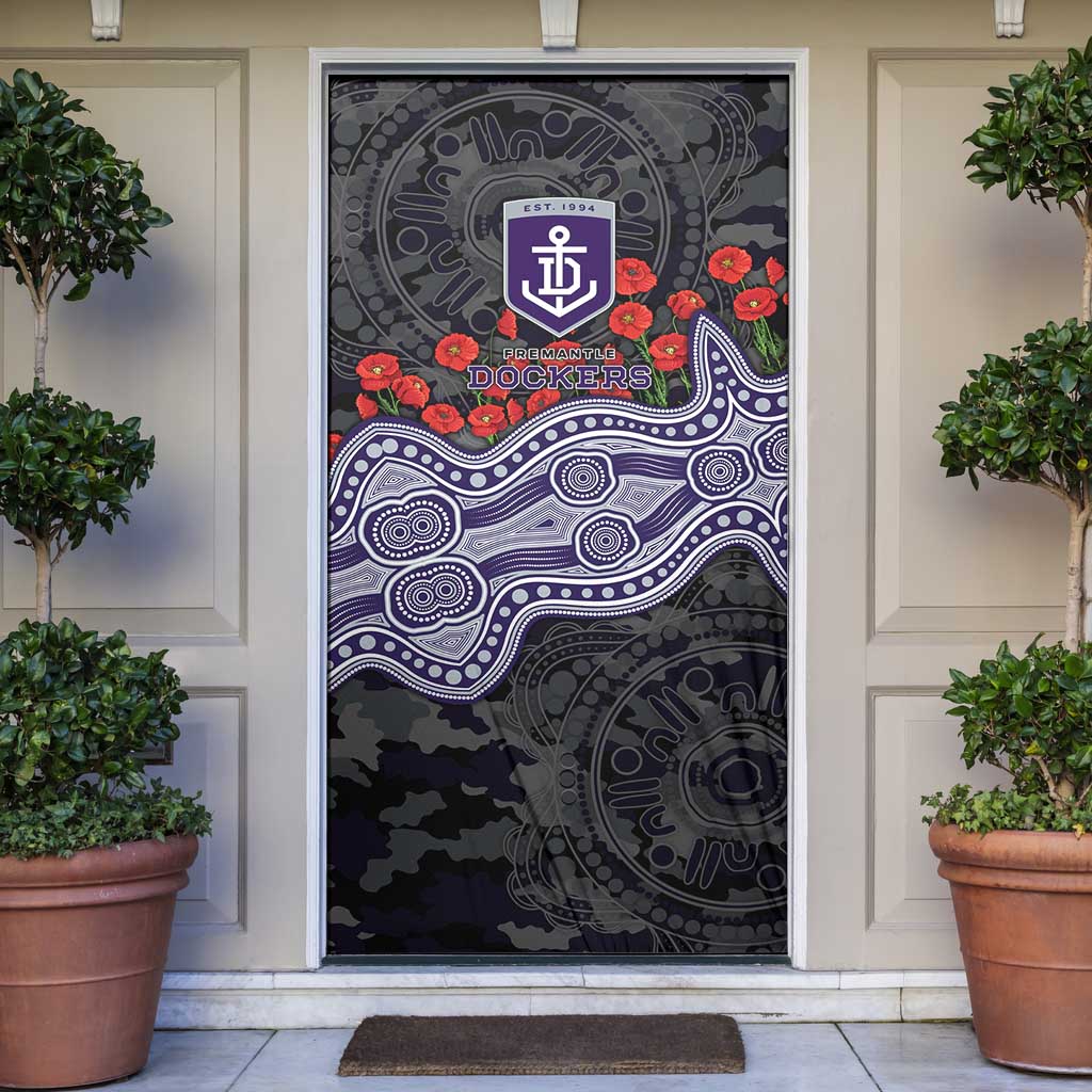 Fremantle Dockers ANZAC Day Door Cover Indigenous Dot Art with Poppy Flower Tribute
