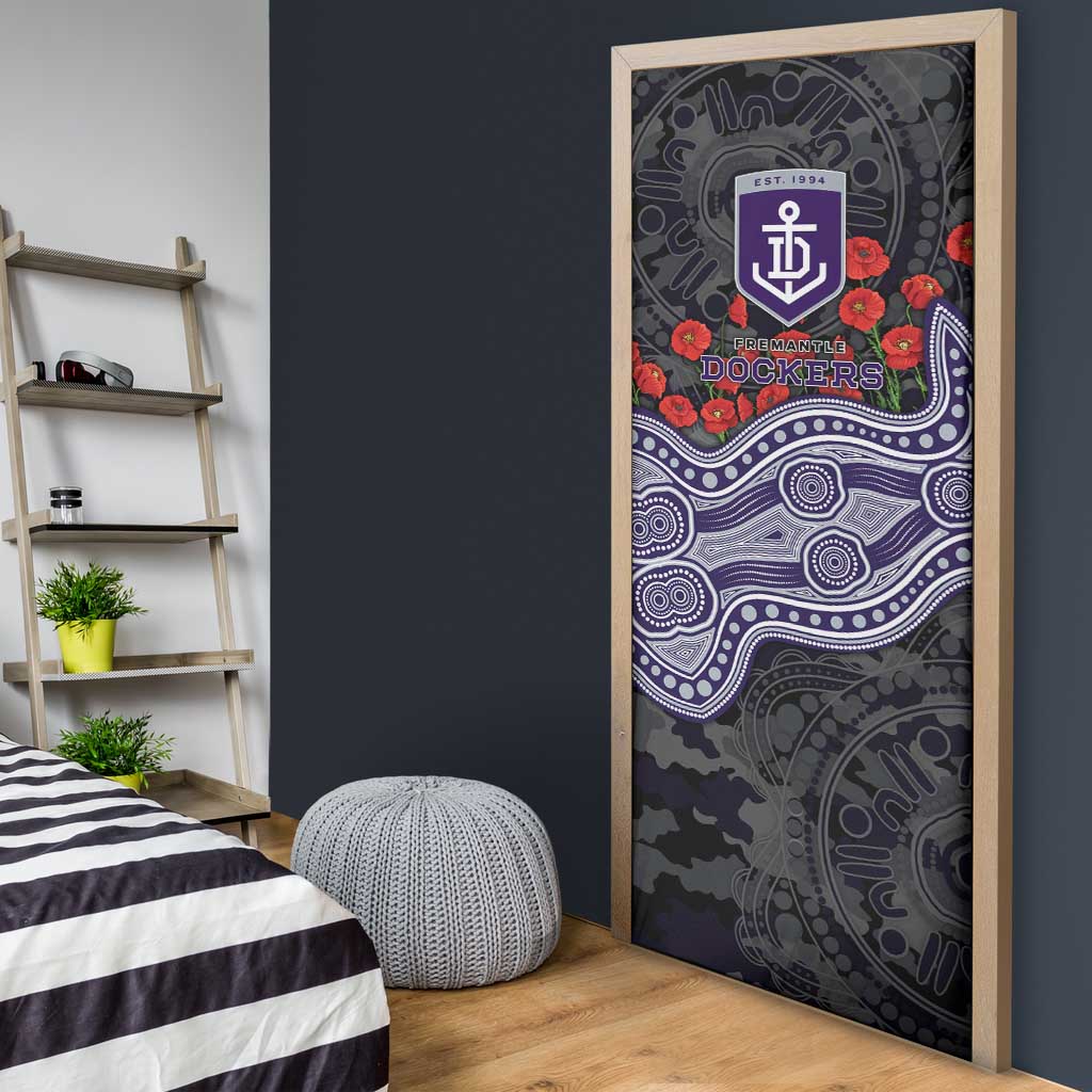 Fremantle Dockers ANZAC Day Door Cover Indigenous Dot Art with Poppy Flower Tribute