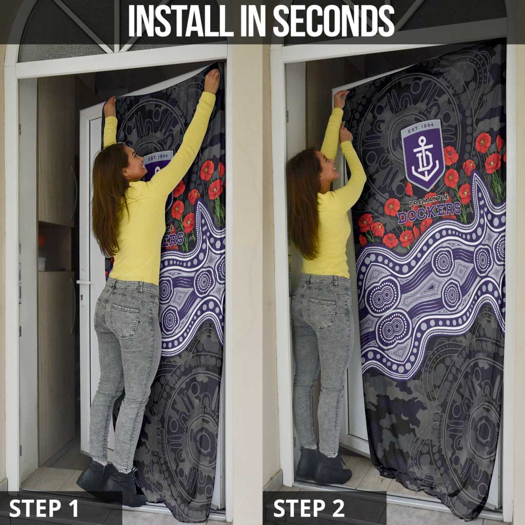 Fremantle Dockers ANZAC Day Door Cover Indigenous Dot Art with Poppy Flower Tribute