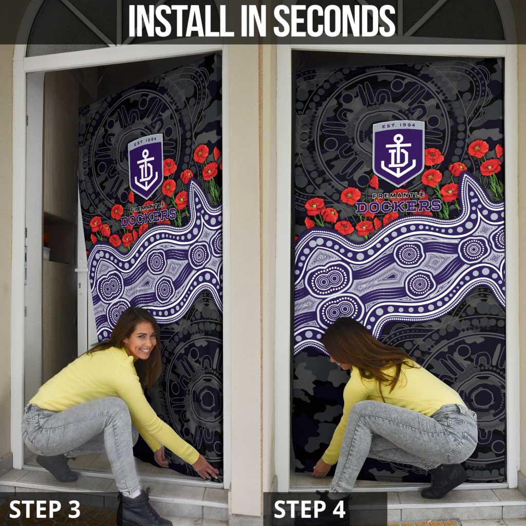 Fremantle Dockers ANZAC Day Door Cover Indigenous Dot Art with Poppy Flower Tribute