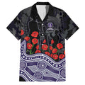 Fremantle Dockers ANZAC Day Family Matching Mermaid Dress and Hawaiian Shirt Indigenous Dot Art with Poppy Flower Tribute
